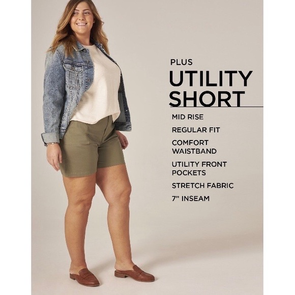Lee Women's Plus Midrise Shorts 22W NWT - Picture 9 of 9